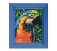Pixel P31328 Emballage cadeau mosaïque perroquet, image pixel avec cadre, système d'enfichage très facile, sans repassage ni collage, tesselles en bioplastique