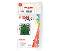 Pixel P90026-00505 Kit de bricolage amusant grenouille pour enfants, image pixelisée sur plaque de base, système d'assemblage simple avec pierres en bioplastique, sans repassage ni collage