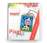 Pixel P90058-03501 Kit de bricolage amusant vache pour enfants avec 10 médaillons à pixelliser, système d'enfichage simple sans repassage ni collage