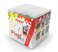 Pixel P90077-63501 Kit de bricolage amusant 39 pour enfants, système d'assemblage simple avec des petites pierres en bioplastique pour créer 6 porte-clés (médaillons), sans repassage ni collage