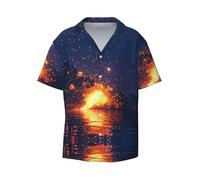 Pixel Particle Storm Chemise à manches courtes pour homme Chemise à boutons décontractée Vêtement de plage Vacances, noir, Taille S