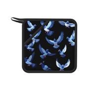 Pixel Pigeon Swarm 1 tapis de casserole résistant à la chaleur - Tapis isolant carré de 18 cm, adapté pour la cuisine, la pâtisserie, les casseroles chaudes, etc.