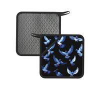 Pixel Pigeon Swarm Lot de 2 tapis de casserole résistants à la chaleur - Tapis d'isolation carré de 18 cm, adapté pour la cuisine, la pâtisserie, les casseroles chaudes, etc.