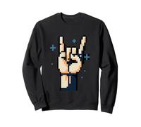 Pixel Rock Horn Hands - 8 Bits Retro Metal Geste Sweatshirt