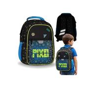 Pixel Sac à dos scolaire rigide, cartable pour garçon avec bandes réfléchissantes, à quatre compartiments, 24l