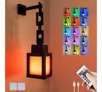 Pixelated Lanterne Veilleuse LED 16 couleurs avec télécommande et fonction variateur d'intensité, lampe murale USB et lampe de table 3D pour chambre à coucher, jeu d'enfant, cadeau pour les joueurs