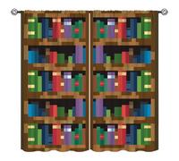 Pixelated Rideau d'étagère pour Enfants, étagère avec Livres dans Le Style Pixel Art Concept de Jeu avec Passe-Tringle, Rideaux pour Chambre de Filles et garçons, Salle de Jeux, 106,7 x 114,3 cm