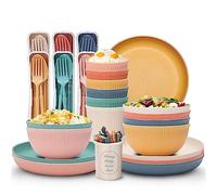 PIXESTT 61 Pièces Vaisselle Camping, Un Ensemble D'Ensemble De Pique-Nique Contient 61 Vaisselle, 6 Couleurs De Kit Pique Nique Conviennent Aux Repas En Famille, Aux Pique-Niques Et Au Camping.