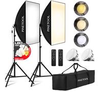 PIXETOOL Softbox Kit Studio Photo et Éclairage - 2 Softbox 70x50 cm, 2 LED Lampe Photo 4800 Lumens 3000-6000K - Eclaraige Light - Lumiere Video Streaming Gaming