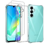 PIXFAB Coque pour Samsung Galaxy A36 - Transparent - Avec 2 films de protection d'écran en verre trempé - Résistant aux chocs - Ultra fin - Résistant aux rayures - Gel de silicone - Coque de