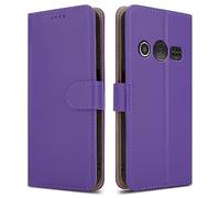 PIXFAB Doro 1380 Étui en Cuir pour téléphone, Fermeture magnétique, Protection complète, Design Folio, étui Portefeuille [emplacements pour Cartes] et [béquille] pour Doro 1380 - Violet