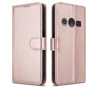 PIXFAB Doro 1380 Étui en Cuir pour téléphone, Fermeture magnétique, Protection complète, Design Folio, étui Portefeuille [emplacements pour Cartes] et [béquille] pour Doro 1380 - Or Rose