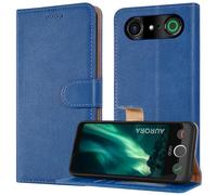 PIXFAB Étui portefeuille en cuir pour Doro Aurora A10, étui portefeuille à rabat magnétique, protection RFID et 3 emplacements pour cartes et béquille, bleu