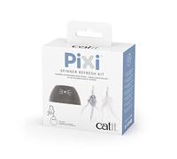 Pixi Spinner Refresh Kit de Rechange avec Housse en Tissu et Plumes de Rechange pour Pixi Spinner Distributeur de friandises, Distributeur de friandises, Jouet interactif pour Chat, Gris