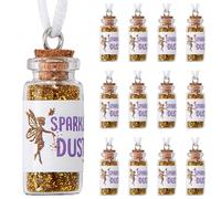 Pixie Collier anti-poussière Fée Clochette avec 12 mini bouteilles en verre avec poussière magique pour fête d'anniversaire Fée Clochette, Verre