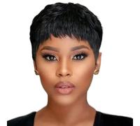 Pixie Coup Wig Hair Human 3 pouces Broisses courtes pour les femmes noires cheveux humains Look naturel sans glue Pixie Coup Wig Lace Perruque avant avec frange droite courte de cheveux humains perr