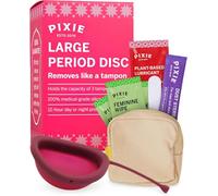 Pixie Disque menstruel - Sans métaux ni toxines - 100% silicone de qualité médicale - Classé 1 pour la plupart des disques menstruels réutilisables - S'enlève comme un tampon - Porter 12 heures -