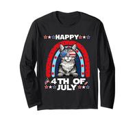 Pixiebob Cat Happy 4th of July Patriotic American Cats Lover Manche Longue