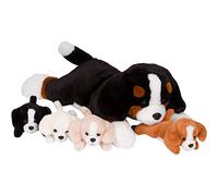 PixieCrush Lot de 5 peluches pour chien avec chien en peluche et 4 chiots, peluche pour chien bernois avec ventre zippé qui s'adapte à son chiot, cadeau d'anniversaire idéal pour les filles