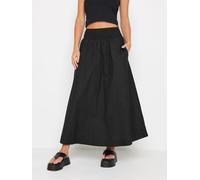 PixieGirl Petite PixieGirl Petite Black Poplin Shirred Maxi Skirt Black 42petite