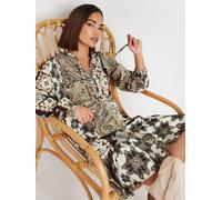 PixieGirl Petite PixieGirl Petite Brown Boho Patchwork Tiered Dress Brown EU 42 Petite (UK 14 P)