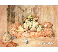Pixiluv Carte de vœux « I Love You » ~ With Love Vintage Funny Adult Catroon ~ Exotic Man and Women Smoking