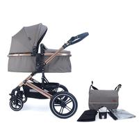 Pixini Neyla Combi Poussette avec bac en tissu/poussette/sac à langer/porte-boisson/bâche de pluie/moustiquaire/matelas à langer (doré/marron)