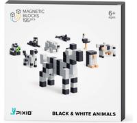 PIXIO Cubes magnétiques - Animaux noirs et blancs - Cubes magnétiques de construction dans le style Pixel Art - Figurines d'animaux - Jouets pour enfants - Blocs de construction - Jouets