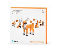 PIXIO Orange Animals - 162 blocs de construction magnétiques | Jouets magnétiques enfants Pixel