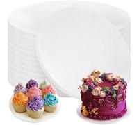 PixiPy Planches à gâteaux - 8 pouces / 20 cm, rondes, blanches, paquet de 12 - Plateau en carton - Base pour présentation de gâteaux à plusieurs niveaux - Cercles à fond épais