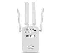 PIXLINK AC1200 2.4GHz 5GHz Dual Band AP Wireless WiFi Repeater Range AC Extender Repeater Router WPS with 4 External Antennas(White) (1200Mbps) (1200Mbps)