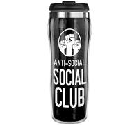 Pixly® Anti Social Club Mug de voyage thermique pour café thé 400 ml Noir
