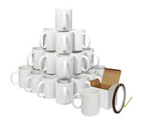 PixMax 36 Tasses À Sublimation Vierges En Céramique Blanche Revêtement Polymère 325ml, AAA Boîtes-Cadeaux De Présentation Ruban Chauffant 22 M X 0,5 M Pour Thé, Café, Lave-Vaisselle Micro-Ondes