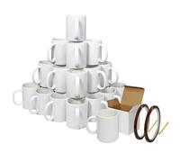 PixMax 72 Tasses À Sublimation Vierges En Céramique Blanche Revêtement Polymère 325ml, AAA Boîtes-Cadeaux De Présentation Ruban Chauffant 22 M X 0,5 M Pour Thé, Café, Lave-Vaisselle Micro-Ondes