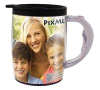 PixMug avec couvercle anti-fuite, 425 ml, pour personnaliser vos photos, créer et imprimer des inserts