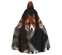 PIXOLE Cape à capuche avec imprimé animal de la ferme pour homme et femme - 150 cm - Pour Noël, Halloween, cosplay, renard, taille unique