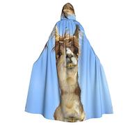 PIXOLE Cape à capuche avec imprimé de baseball de feu pour hommes et femmes, cape de 150 cm, pour Noël, Halloween, cosplay, Lama drôle d'alpaga, taille unique