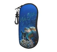 PIXOLE Étui de protection unisexe pour lunettes, lunettes de soleil, étui souple pour lunettes, lunettes de soleil, étui à lunettes, Tortue de mer avec poissons, taille unique
