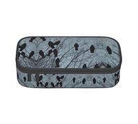 PIXOLE Trousse à crayons noire avec imprimé tête de mort florale pour l'école, le bureau, trousse à crayons pour adultes, Oiseaux corbeaux noirs, Taille unique, Organiseur de sac