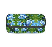 PIXOLE Trousse à crayons noire avec imprimé tête de mort florale pour l'école, le bureau, trousse à crayons pour adultes, Fleur bleue oiseau, Taille unique, Organiseur de sac