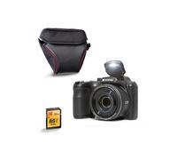 KODAK Pack Pixpro AZ255 + Carte Mémoire SD 32Go + Etui - Appareil Photo Bridge Numérique 16MP, Zoom Optique 25X, Stabilisateur, Video Full HD 1080p, Grand angle 24 mm, Ecran LCD 3 '', Pile AA - Noir