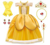 PIXUYE Déguisement Princesse Filles Robe De Princess Enfants avec Accessoires Costume Bleu pour Halloween Carnaval Fête Anniversaire Noël,B02-150cm