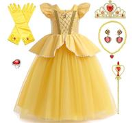 PIXUYE Déguisement Princesse Filles Robe De Princess Enfants avec Accessoires Costume Bleu pour Halloween Carnaval Fête Anniversaire Noël,B01-110cm
