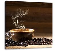 Pixxprint Café Entre Les Grains de café 60x60 cm Art Toile décoration