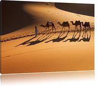 Pixxprint Caravane de chameaux dans Le désert de Peinture sur Toile, Format XXL Support en Bois, Leinwand Format:60x40 cm