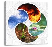 Pixxprint Die Vier Elemente Kunst ALS Leinwandbild/Größe: 60x60 cm/Wandbild/Kunstdruck/fertig bespannt