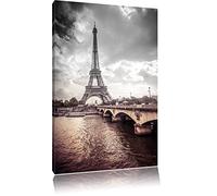Pixxprint Eiffelturm in Paris als Leinwandbild/Größe: 60x40 cm/Wandbild/Kunstdruck/fertig bespannt