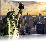 Pixxprint Freiheitsstatue in New York ALS Leinwandbild/Größe: 80x60 cm/Wandbild/Kunstdruck/fertig bespannt