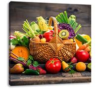 Pixxprint fruits et légumes frais dans le panier 40x40 cm art toile décoration