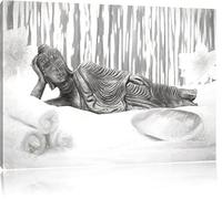 Pixxprint Golden Buddha sur l'art Serviette Art Toile 80x60cm Murale XXL